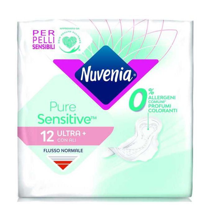 Podpaski NUVENIA PURE SENSITIVE ULRA ze skrzydełkami 12 szt