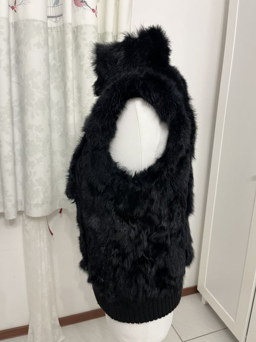 Kamizelka futro z krolika czarne S/M