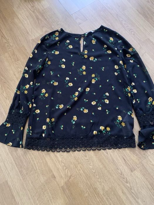 Czarna bluzka koszula w żółte kwiaty Orsay rozmiar 36