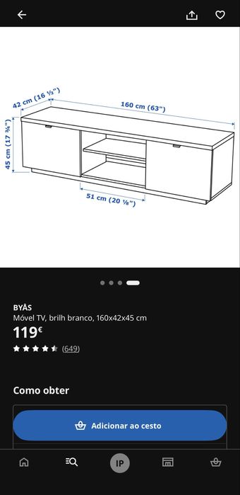 Móvel TV branco Ikea