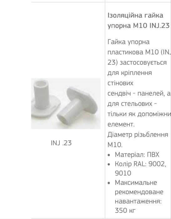 Кріпильні елементи для монтажу сендвіч-панелей. ING-235, ING-23,ING -24.