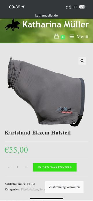 Попона від екземи для коня Karlslund Оригінал