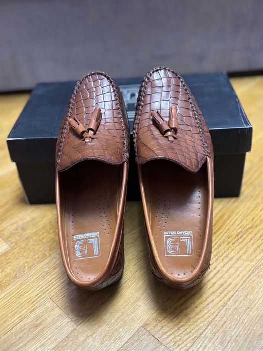 Чоловічі шкіряні лофери Luciano Bellini 40 р. (26 см) ІТАЛІЯ Туфлі Luciano Bellini натуральна шкіра крокодила. Стан ідеал!