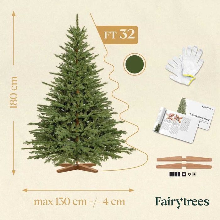 Árvore de natal artificial 180cm selada (FAIRYTREES FT32)