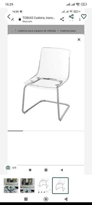 CONJUNTO NOVO Mesa vidro inox + 4 cadeiras