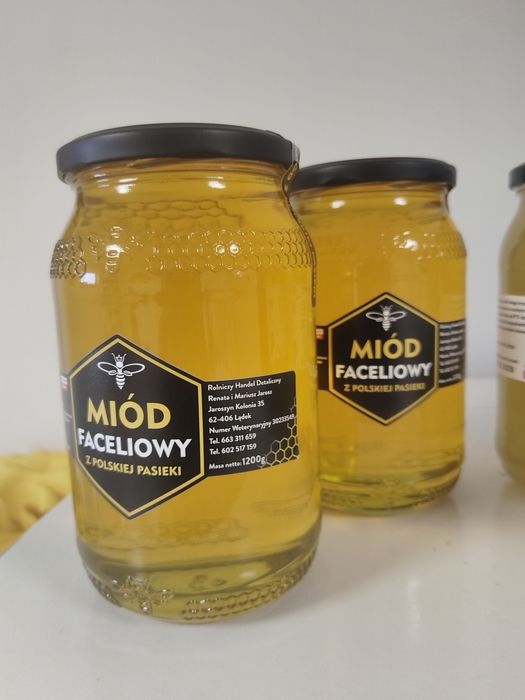 Miód Akacjowy i Faceliowy 4 sztuki po 1200g