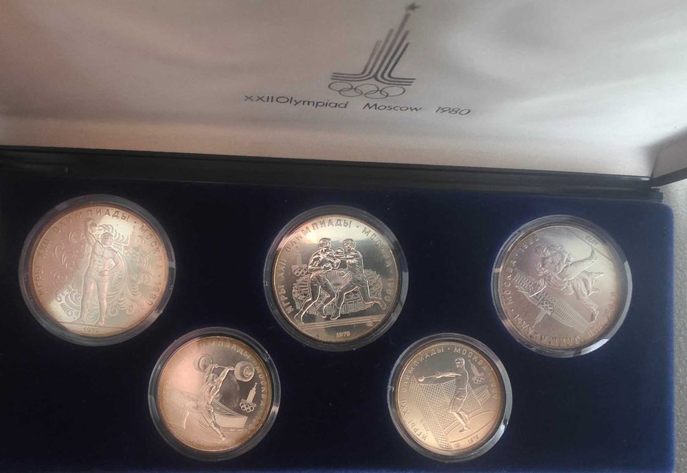 Moskwa 1980 - zestaw 5 sztuk po cenie srebra