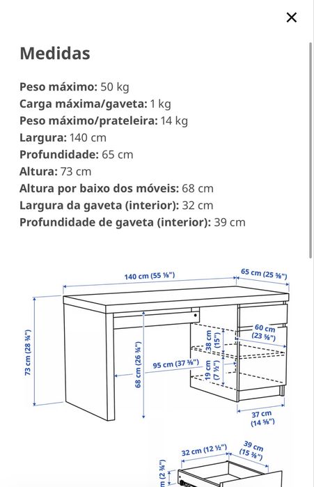 Secretária de cor branca do Ikea