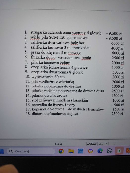 sprzedam strugarkę/maszyny