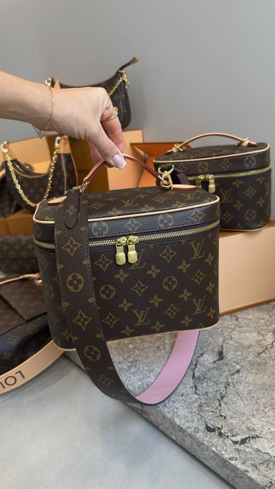 Косметичка Louis Vuitton 1:1, люкс, кожа, канва,  Луи Витон, 24*18 см