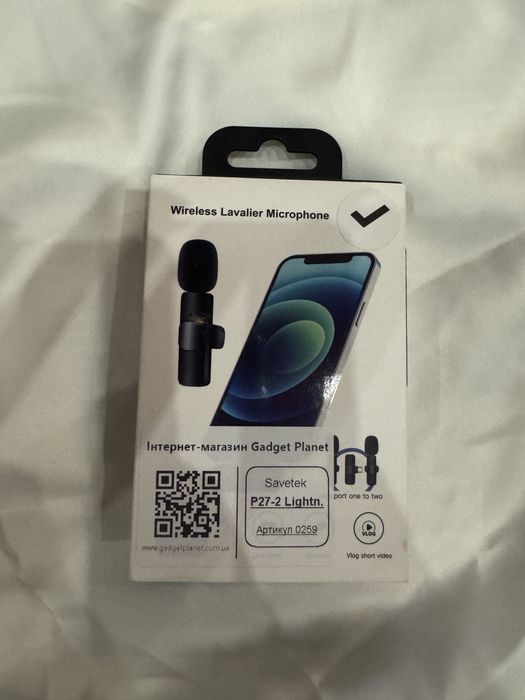 Двойной беспроводной петличный Lightning микрофон Savetek для  Iphone