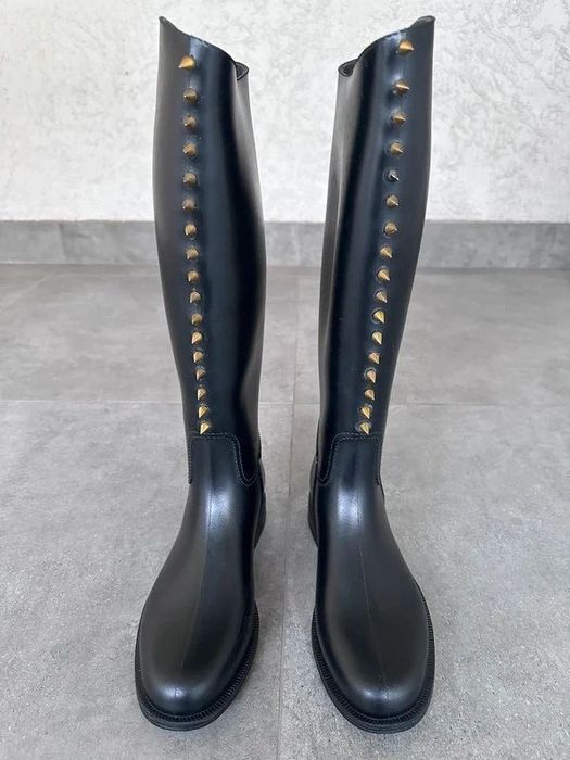 Czarne kalosze studded oficerki z ćwiekami a’la Hunter Wellies rozm 38