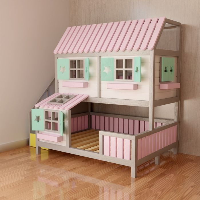 Łóżko piętrowe domek dla dzieci RATY