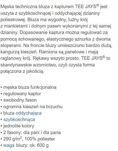 TEE JAYS aktywna bluza z kapturem  rozm.M