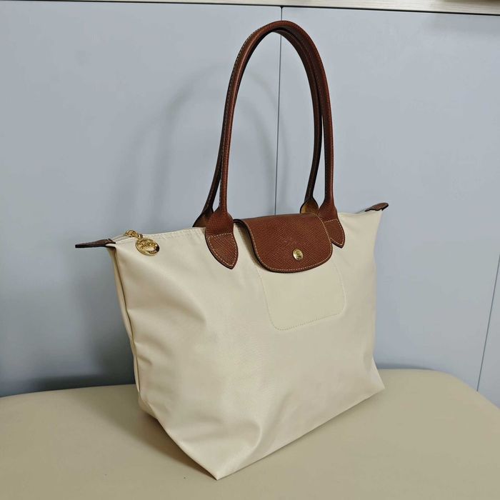 "Torba Damska"Longchamp_Le_Pliage_Nylon_Skóra_White