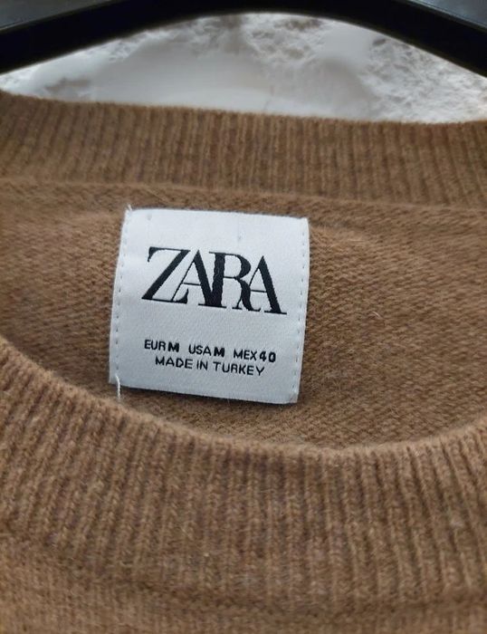 Sweter 100% kaszmir u-neck czekoladowy brąz chocolate brown