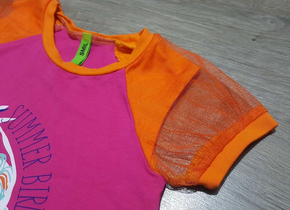 Яркое летнее платье с птичкой для девочки