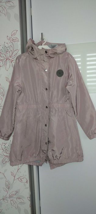 Płaszczyk dziewczęcy z kapturem, rozmiar 140