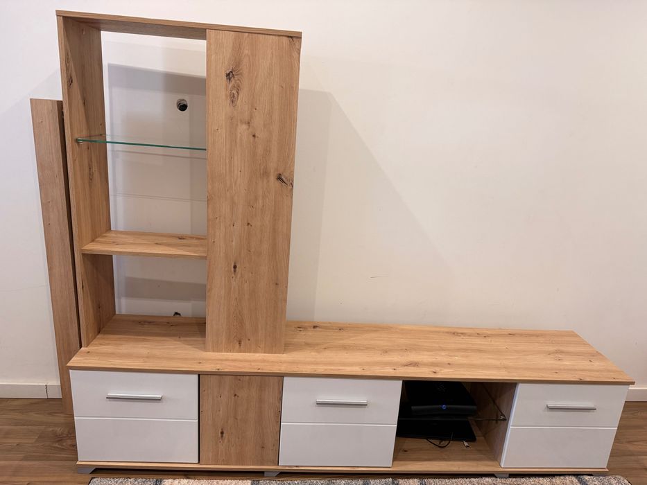 Mesa-Estante TV Branco e Bege