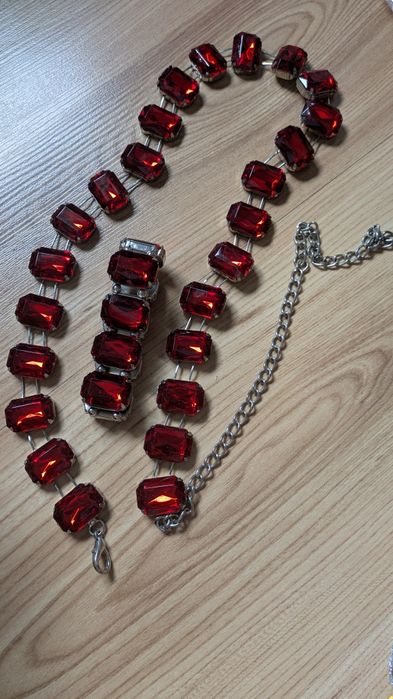 Czerwony zestaw bransoleta i pasek