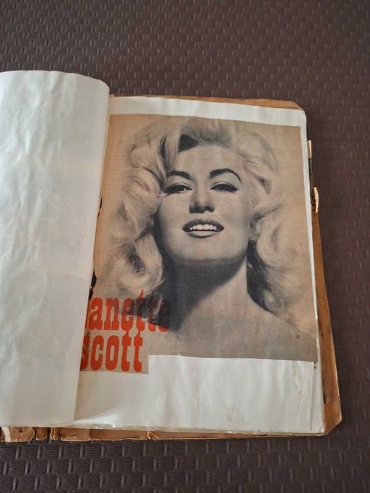 Coleção única antiga de recortes de estrelas do cinema (anos 50–60) – álbum com 50+ páginas