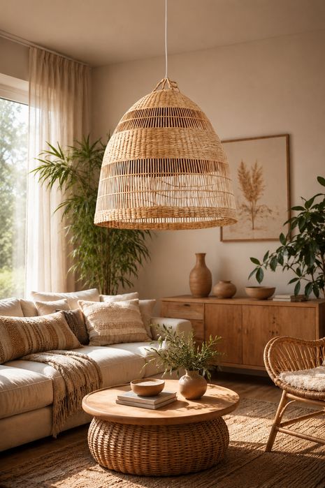 Lampa boho ratan duza