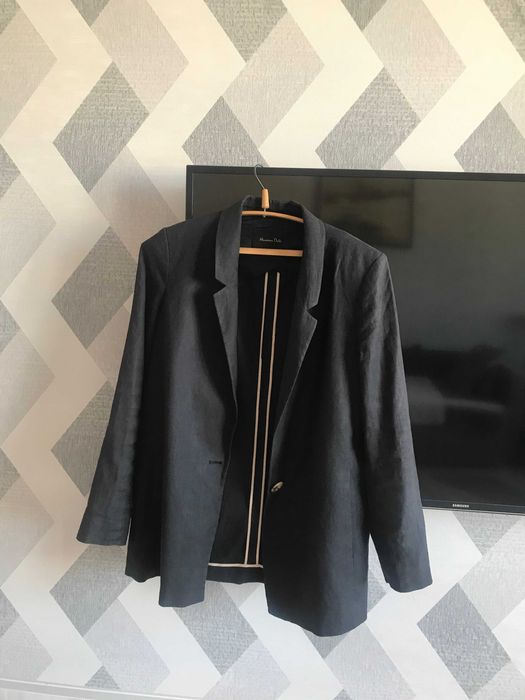Жіночий жакет(піджак) Massimo Dutti р 38  темно-сірий льон бавовна