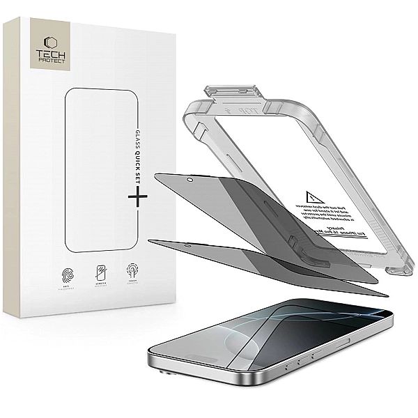 Szkło prywatyzujące Tech-Protect Quick Set Spy+ 2-pack na iPhone 16 Pr