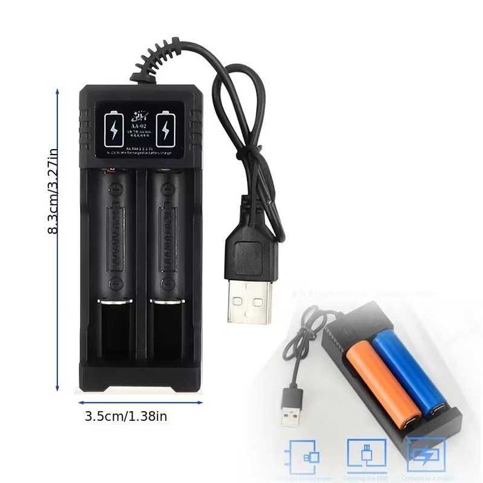 Універсальний USB зарядний пристрій для акумуляторів з двома слотами