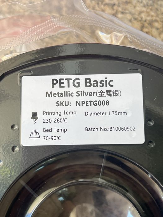 Filamento para 3D Kingroon PETG Basic na cor Prateado Metálico
