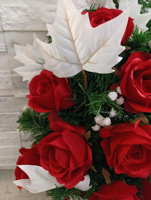 Komplet xxl wiązanka bukiet stroik kompozycja na grób kwiaty sztuczne