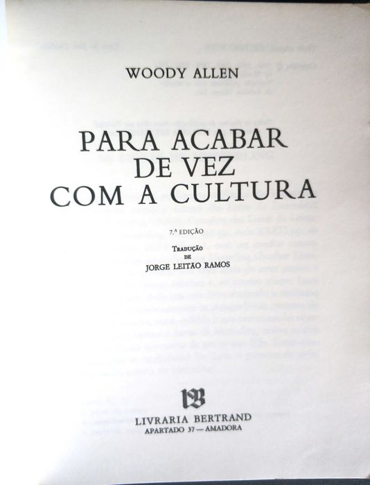 Livro "Para acabar de vez com a cultura" - Woody Allen