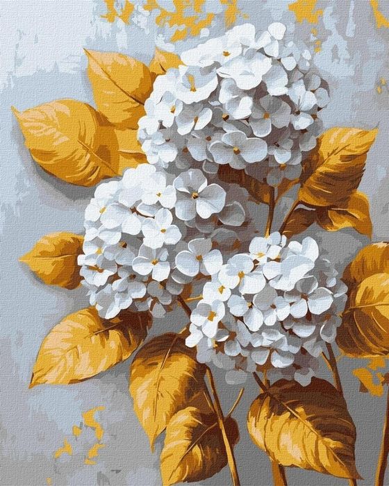Malowanie po numerach - Złota hortensja 40x50cm Ideyka ,400x15 mm
