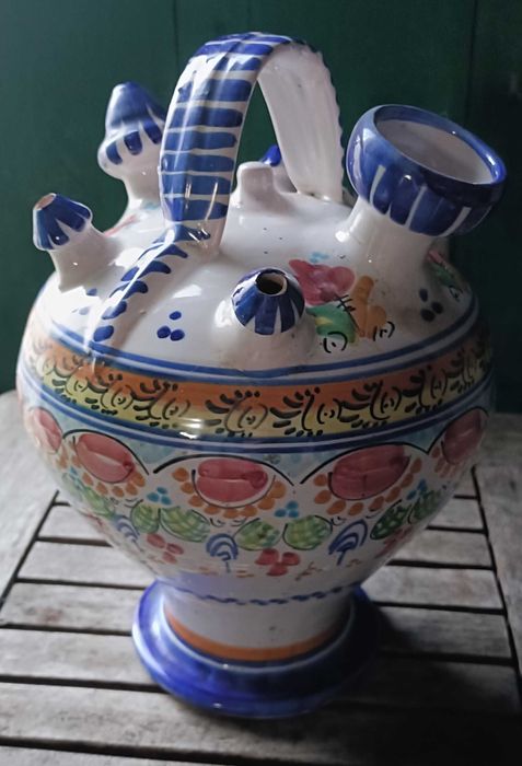 Vintage botijo faiança Talavera pintado a mao
