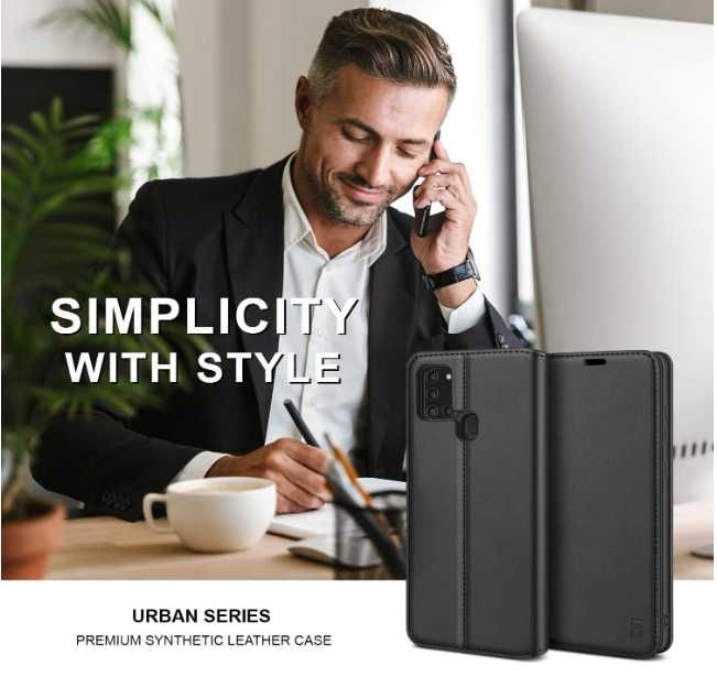 Etui skórzane BEZ Samsung Galaxy A21s klapka portfel