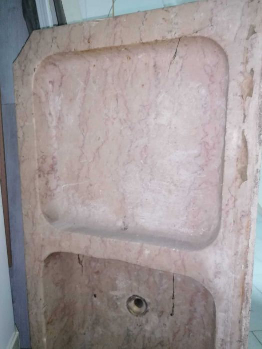 Lava-Loiças rústico em pedra Lioz e mármore - Vintage