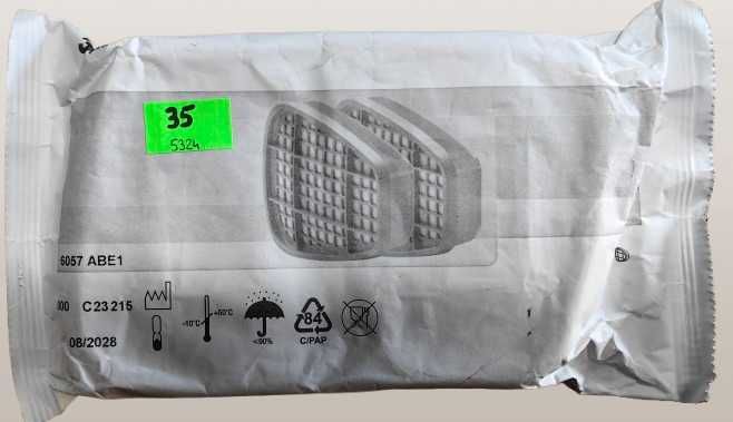 2x Półmaska 3M 6300L, 3x Filtry 3M 6057 ABE1