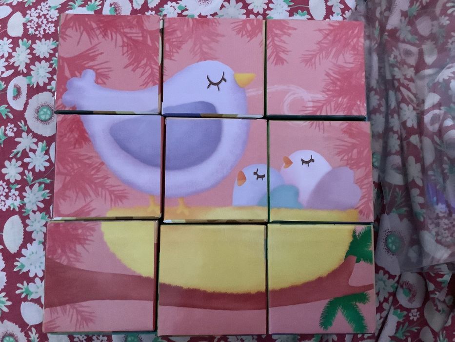 Puzzle infantil de 9 cubos famílias de animais