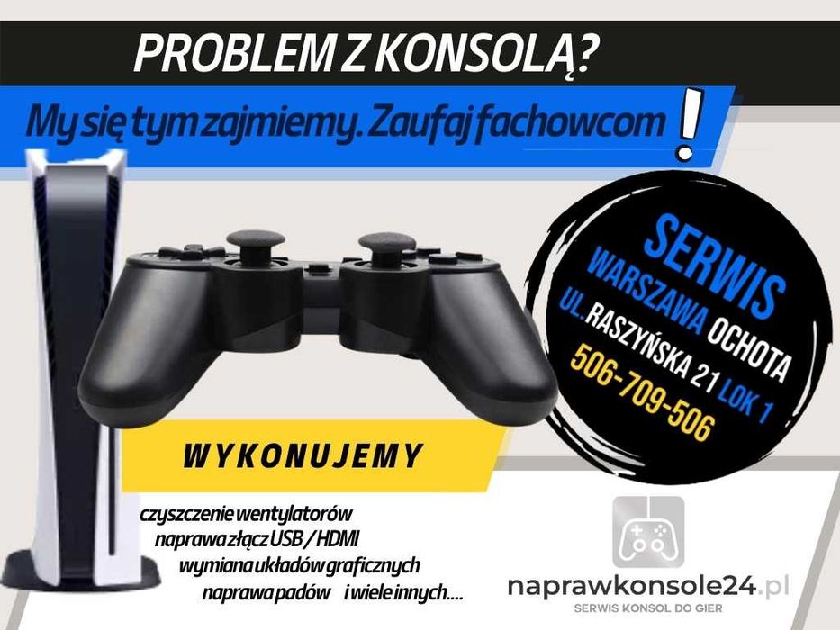 Naprawa konsoli PS4 PS5 Xbox X Xbox One Xbox One S Nintendo Warszawa