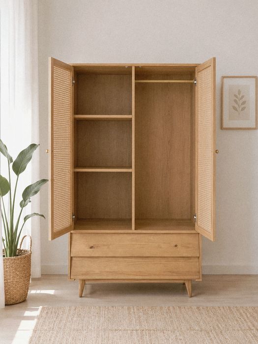 roupeiro, armario, mesa cabeceira,  apoio, rattan, rustico