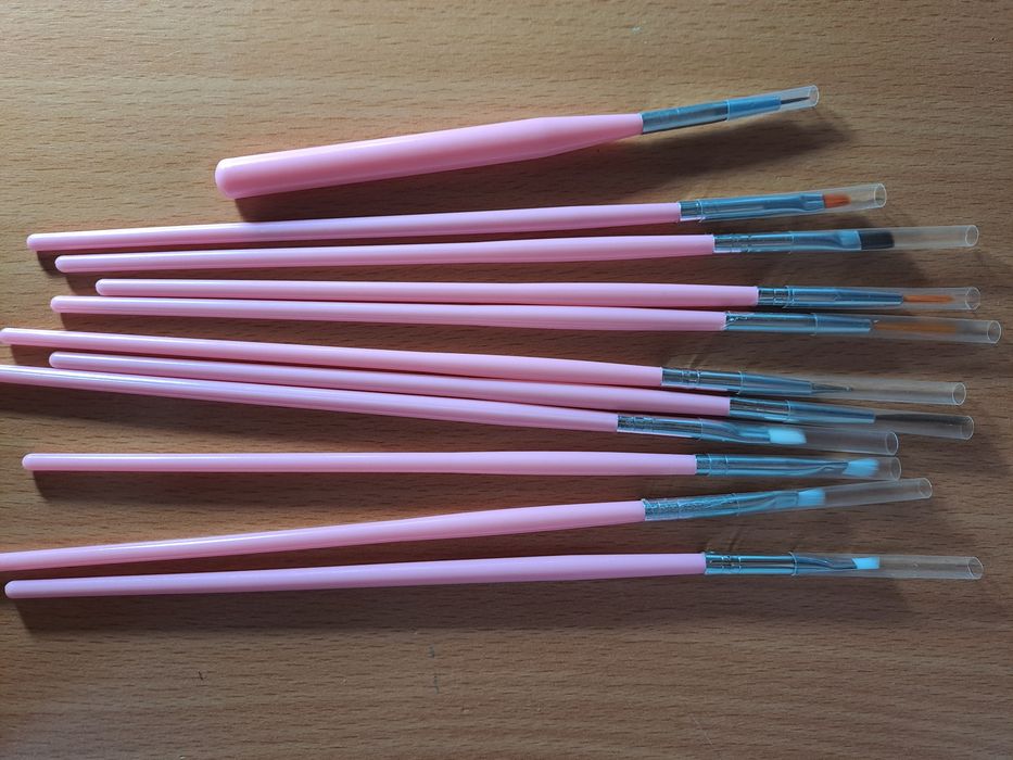 Kit de 11 Pincéis para Unhas de Gel (Rosa)