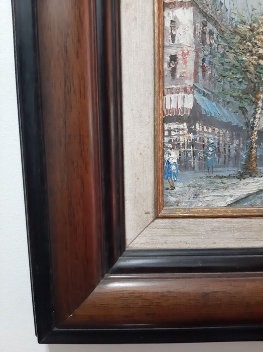 Quadro óleo em tela com moldura em madeira