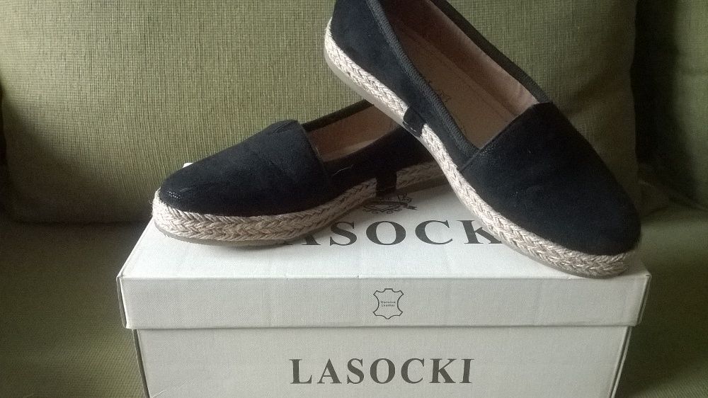 LASOCKI espadryle 36 skóra zamsz czarne