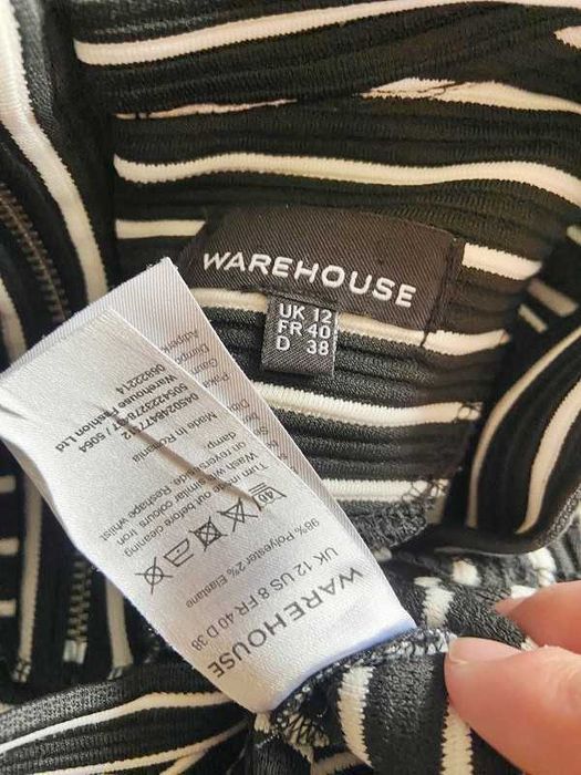 38 40 warehouse sukienka midi zip zamek kieszenie pasiak midi dres