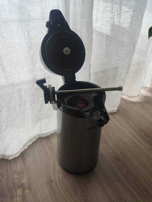 THERMOS termos z pompką / dzbanek termiczny 1,9L - stal, wkład szklany