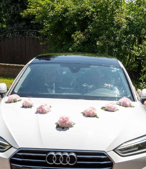 Dekoracje na samochód, ślub wesele Rozowe