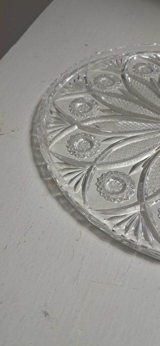 Duża Patera taca Talerz kryształowy Kryształy Stare Tortownica Antyki