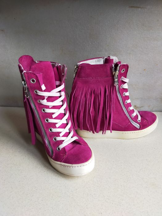 Botki sneakersy skóra zamsz włoskie Divine Follie 36 jak nowe