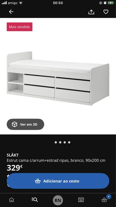 Cama SLAKT ikea com 4 gavetas