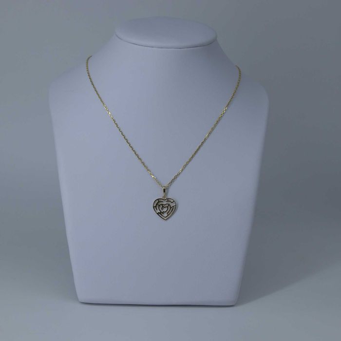 Złoty zestaw 585 łańcuszek Ankier zawieszka Serce 2,84 gram 45cm